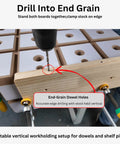 Heavy Duty Dovetail Clamping Board For Woodworking 12 X 18 Inch Benchtop with drill in end grain and accurate dowel holes.