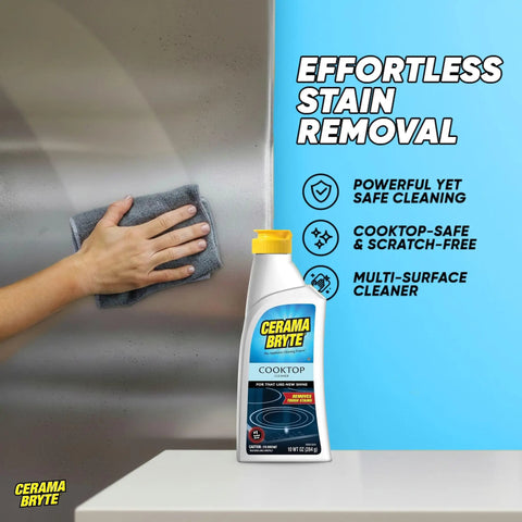Glass Cooktop And Stove Top Cleaner Kit With Scraper, Razor, And Pad To Fight Tough Stains On Gas, Electric, Ceramic Surfaces bottle