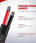 Heavy Duty 16 AWG Wiring Harness Kit With 2 Leads For Sasquatch LED Lights, copper and nylon insulation details