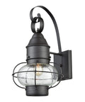 Onion 18 Inch High One Light Outdoor Sconce with oil rubbed bronze finish and clear seedy glass, metal wall lantern design