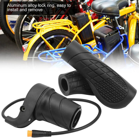 Rubber Half Throttle Grip For Modified Part Joint With Beefy Aluminum Alloy Mount Fits 12V Through 72V Ebikes And Fat Tire Bikes Instrument Adapter Voltage Easy Install Secure Removal Durable Build
