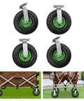 10 Inch Pneumatic Caster Wheels 4 Pack Heavy Duty Inflatable Rubber Tires with galvanized steel frame for outdoor use.