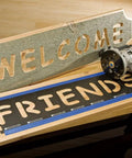 Interlocking Router Letter Templates For Custom Wooden Signs In Comic Sans Font 2-1/4 Inch Height with 'FRIENDS' stencil and router.