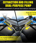 Knuckle Busting 200Cc Fluid Extractor And Fill Hand Pump Manual Oil Change Syringe demonstrating fluid extraction and filling in a vehicle.