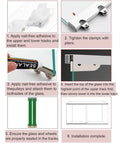 Instruction steps for Heavy Duty Sliding Barn Door Hardware Kit With Dead Silent Rollers And Sturdy Aluminum Track Glides Like Magic.