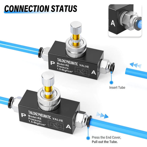 Aluminum 1/4 Inch NPT Air Flow Control Valve With Push To Connect Fitting In Line Speed Controller, installation guide illustration