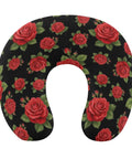 Cozy Memory Foam U Shaped Travel Neck Pillow With Soft Polyester Cover Hidden Zipper Removable Pillowcase Snug Skin Friendly Support For Women And Men During Car Rides Office Breaks Air Travel And Home Naps Floral Red Rose Design
