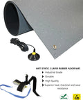 ESD Antistatic Floor Mat With Grounding Cable And Heel Strap For Electronics Builds, Heat Resistant Soldering Mat, Grey Speckled