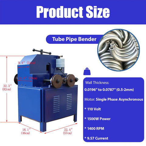 Heavy Duty Rolling Pipe Bending Machine With Round And Square Dies For Metal Tubing, dimensions 32.3" x 22.4" x 18.1".