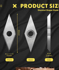 Diamond shape blade from 12 Piece Tungsten Carbide Cutter Inserts Set For Wood Lathe Turning Tools Including 11 mm Square Radius, 12 mm Round, 8.9 mm Round, And 3x1 Cm Diamond Point For Beginners Replacement Kit, showing front, back, and side views.
