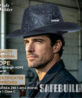 Built Legit Heavy Duty Full Brim Hard Hat Class C Safety Helmet Vented Hdpe Shell Ansi Approved Job Site Essential Head Protection For Men And Women Construction Outdoor Work Black on a man in a work environment.