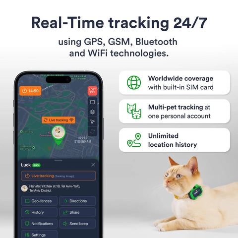 Hella Dependable 4G Lte Cat Gps Tracker With Real Time Location Monitoring And Smart Geofence Alerts To Keep Tabs On Your Fur Babies, app showing live tracking.
