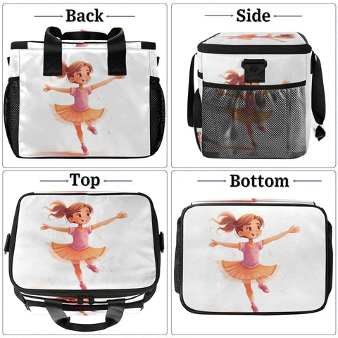 Insulated Picnic Backpack For Women And Men With Super Roomy Main Compartment showing cartoon design on each side, 12x8.7x10 in.