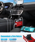 Rig Certified 148W Nine Port Cigarette Lighter Splitter With Pd 30W Qc 3.0 Fast Charge Hub in a car, charging devices with cables.