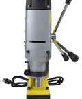 Workhorse Magnetic Drill Press Equipped With MT3 Spindle Taper And 13 Piece Annular Cutter Set showing front view and power cord.