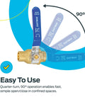 Heavy Duty Full Port Brass Ball Valve 1/2 In Sweat To 1/2 In Sweat Inline Plumbing Valve; showing 90-degree quarter-turn handle.