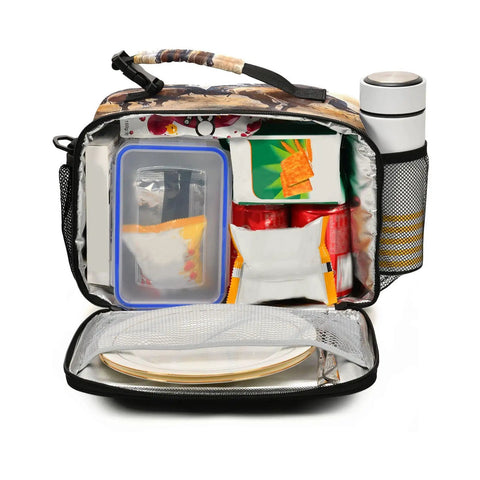 Open North American Desert Cowboy Insulated Lunch Bag With Buckle Handle And Detachable Adjustable Shoulder Strap
