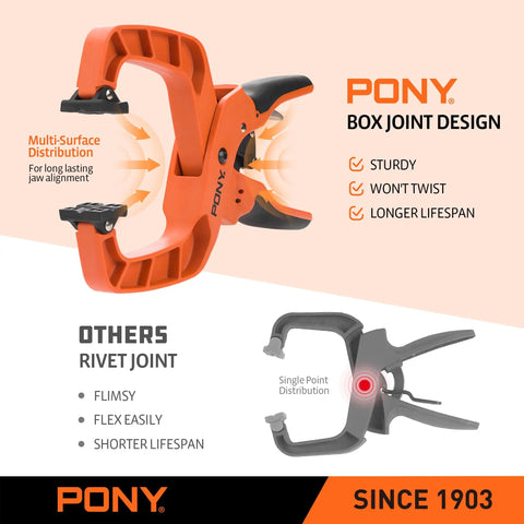 2 Pack 4 Inch Quick Release Ratcheting Wood Clamps With Box Joint Design Ergonomic Handles Beefy 40 Lbs Clamping Force Pro Grade