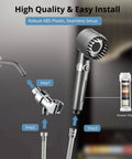 Filtered Shower Head With Handheld For Hard Water High Pressure Experience With On Off Switch And Extra Long Hose Two Filters Gun Grey setup
