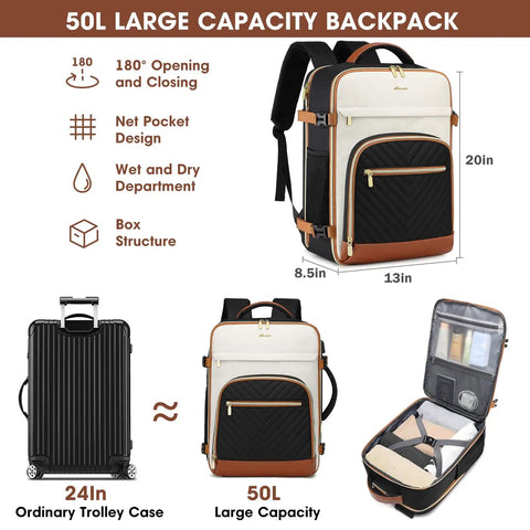 Carry On Travel Backpack with 18-Inch Laptop Compartment✓