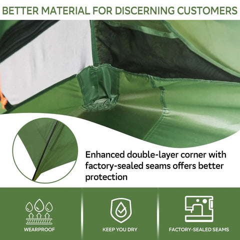 Ultralight 2 Person Backpacking Tent For Family Adventures Waterproof Three Season Camp Shelter enhanced corner detail
