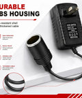 Rock Solid AC To DC 12 Volt Power Converter 24 Watt 2 Amp Adapter with cigarette lighter plug and thickened cable.