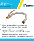 3/4 Inch Ball Valve To 3/4 Inch FIP 18 Inch Braided Stainless Steel Flexible Water Heater Connector With Push To Connect Brass Fitting