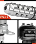 Close-up of Engine Variable Valve Timing VVT Solenoid Fits Nissan Versa 2007 2020 Sentra 2007 2017 showing details and connector.