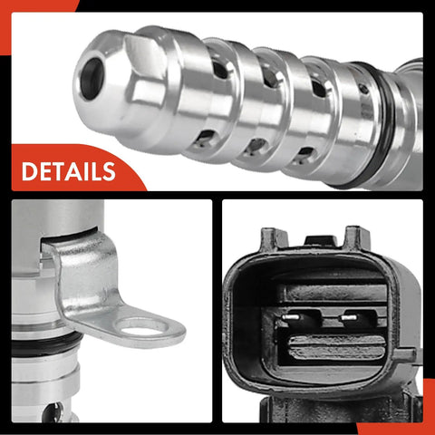 Close-up of Engine Variable Valve Timing VVT Solenoid Fits Nissan Versa 2007 2020 Sentra 2007 2017 showing details and connector.