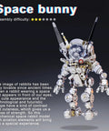 3D Space Rabbit Metal Puzzle Kit For Adults With Lights, Astronaut Mechanical Model DIY Ornament, full view with assembly rating