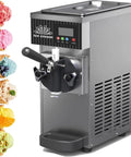 Countertop Boss Single Flavor Soft Serve Ice Cream Maker With Nofuss Auto Clean Routine And Sharp Lcd Screen For Local Sweet Shop Crews And Kitchen Counters next to colorful ice cream cones.