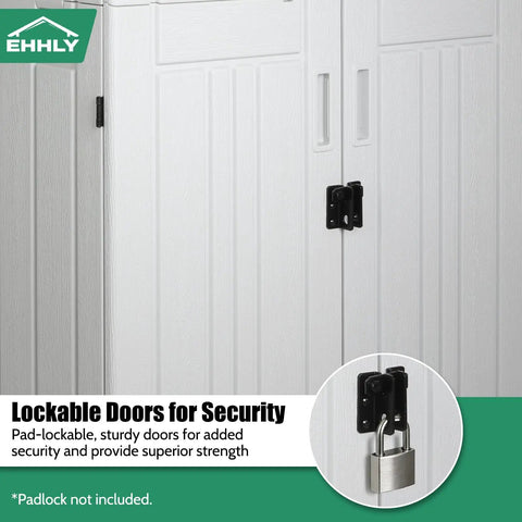 Close-up of Beefy Heavy Duty Outdoor Tall Storage Cabinet weatherproof lockable doors, polar white, detail