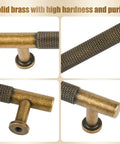 Close-up of Two Pack Matte Coffee Bronze Solid Brass Cabinet Handles with modern reticulation finish for kitchen drawers and doors.