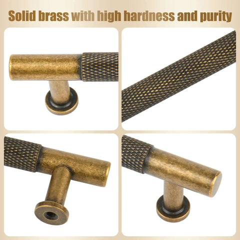 Close-up of Two Pack Matte Coffee Bronze Solid Brass Cabinet Handles with modern reticulation finish for kitchen drawers and doors.