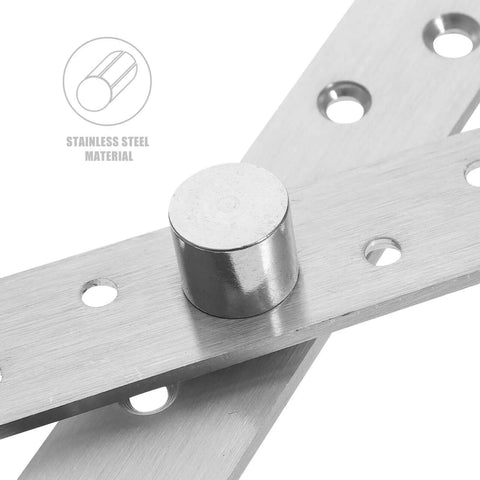 Close-up of Six Piece Built Tough Heavy Duty Stainless Steel Hidden Door Pivot Hinges Set With 360 Degree Rotation focusing on material