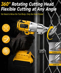 Top Rated Cordless Brushless Metal Shears Compatible With Dewalt 20v Max Power Tools Battery Only, showing 360° rotating cutting head in action.