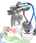 Heavy Duty Double Nozzle Pneumatic Paint Spray Gun With Precision 1.3mm Stainless Tips And Pressure Feed Rig for smooth painting.