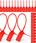 Red Plastic Tamper Seals Pack With Numbered Zip Ties For Fire Extinguishers And Everyday Security, 170 mm length, front view