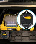 Built Damn Tough Manual Reset Circuit Breaker Switch 300 Amp Waterproof Panel Mount displayed in a marine setup.