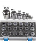 Premium Spring Collet Set ER16 With 12 Pieces High Precision AA Grade Alloy Steel Tooling For CNC Lathe Mill Machining 1 To 10Mm Runout Accuracy in protective case with various sizes.