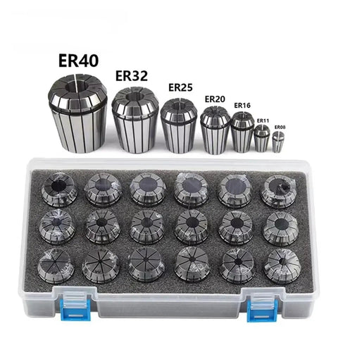 Premium Spring Collet Set ER16 With 12 Pieces High Precision AA Grade Alloy Steel Tooling For CNC Lathe Mill Machining 1 To 10Mm Runout Accuracy in protective case with various sizes.