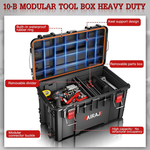 Heavy Duty Rolling Tool Box With Wheels, Stackable Organizing Rack, Ultra Resin Shell Built Like A Tank For Any Mean Crew Stash Always