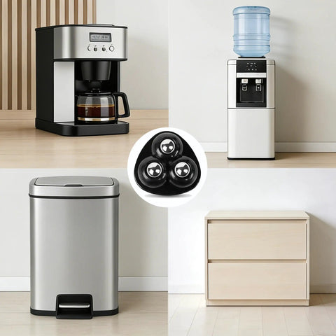 Straight Up Smooth Appliance Casters With Hella Strong Self Adhesive Pads Heavy Duty Furniture Sliders in a kitchen setting.