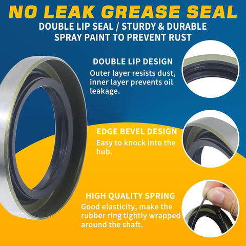 Double lip grease seal for Two Sets 5 on 5 Inch Trailer Hub Kit For 3500 Lb Axles Fits 1-1/16 To 1-3/8 Tapered Spindle 84