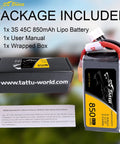 850mAh 11.1V 45C 3S LiPo Battery Pack With XT30 Plug For FPV Multirotor Tiny Quad 150 180 Size Box and Manual