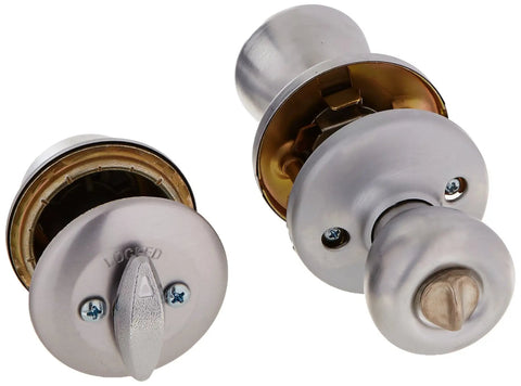 Keyed Entry Knob And Single Cylinder Deadbolt Combo Pack With SmartKey Re Key Technology In Antique Brass For Exterior Doors