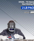 Image of ER309L 3 By 32 Inch TIG Welding Rod 39 Inch Stainless Steel Filler Wire; welder using 2 lb pack for industrial use.