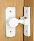 90 Degree Door Lock For Barn Doors, Premium Solid Construction, Secure Latch With Modern Minimalist Design, Matte White Finish