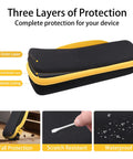 Hard Travel Case For DEWALT FlexDrive Cordless Screwdriver DWHT66719 with nylon outer, EVA middle, and velvet lining, yellow zipper