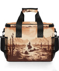 Front view of Insulated Lunch Bag With Shoulder Strap, depicting desert scene, spacious 15L Capacity, tear-resistant waterproof exterior.